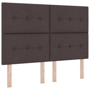 vidaXL LED Boxspringbett mit Kopfteil Dunkelbraun 140 x 190 cm Stoff