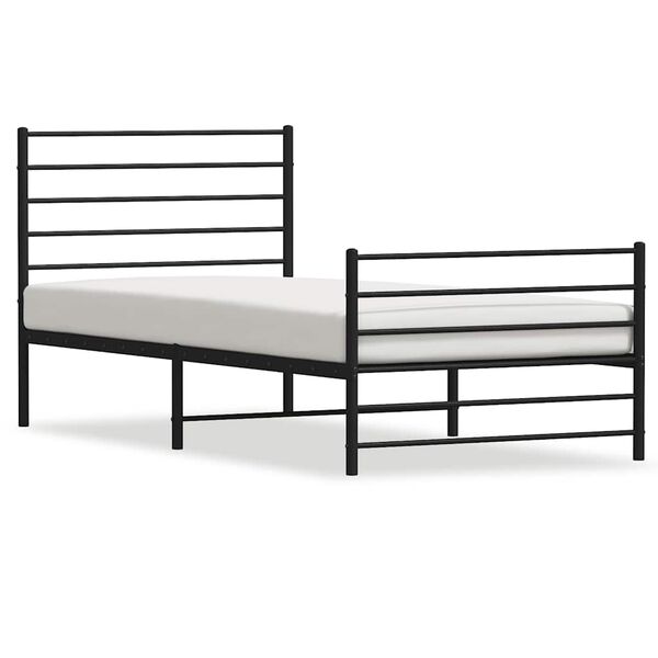 vidaXL Bettgestell mit Kopf- und Fu&szlig;teil Metall Schwarz 90x200 cm