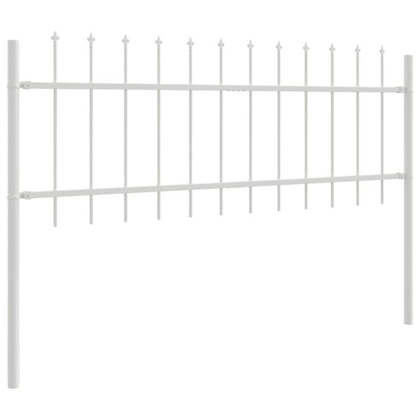 vidaXL Gartenzaun 8 pcs Wei&szlig; 13,6 x 0,6 m Pulverbeschichteter Stahl