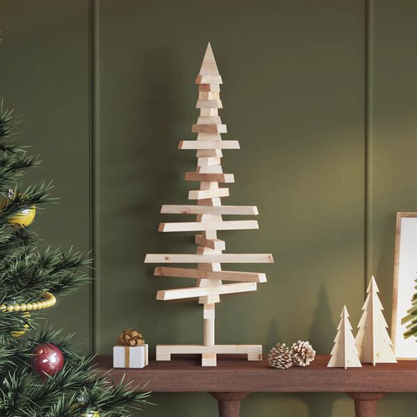 vidaXL Weihnachtsbaum Holz zum Schm&uuml;cken 90 cm Massivholz Kiefer