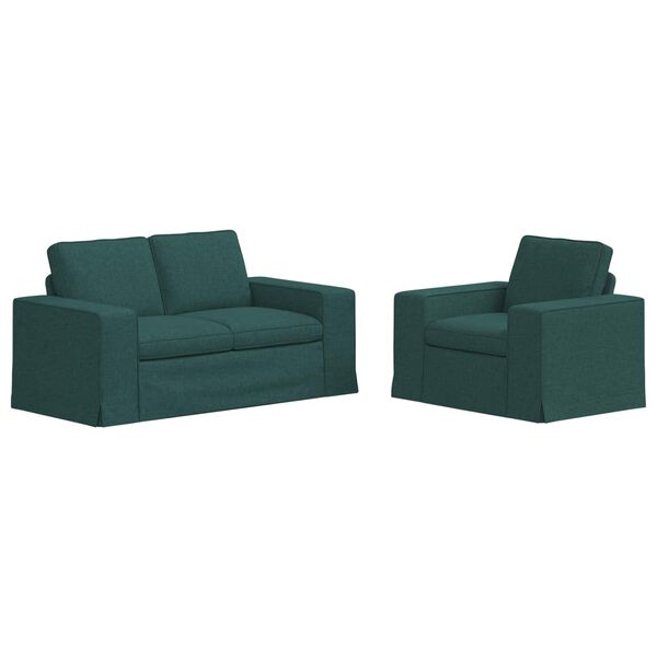 vidaXL Sofa 2 pcs Dunkelgr&uuml;n