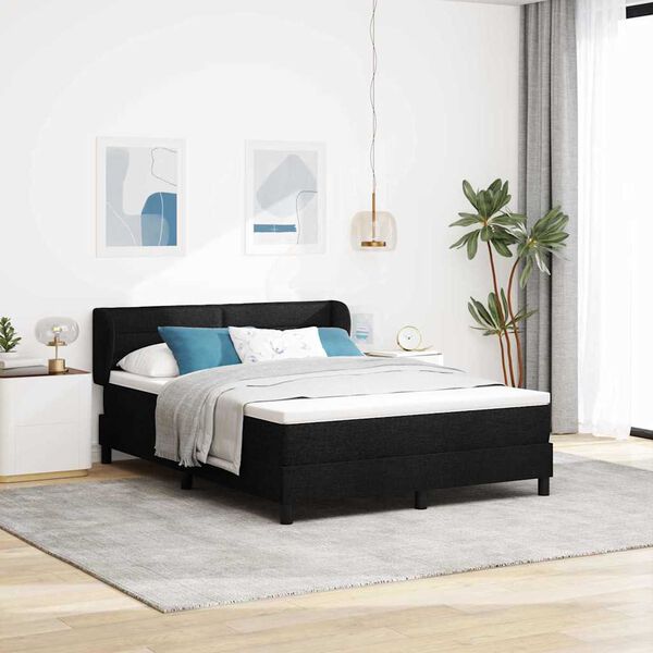 vidaXL Boxspringbett mit Matratze Schwarz 140 x 200 cm Stoff