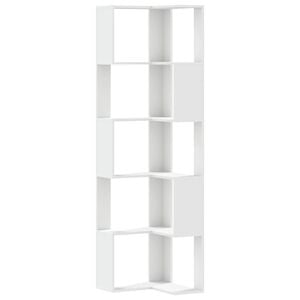 vidaXL Eck-B&uuml;cherregal 5 B&ouml;den Wei&szlig; 50x50x179 cm Holzwerkstoff