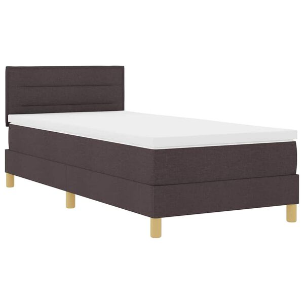 vidaXL LED Boxspringbett mit Matratze Dunkelbraun 90 x 190 cm Stoff