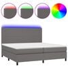 vidaXL Boxspringbett mit Matratze & LED Grau 200x200 cm Kunstleder