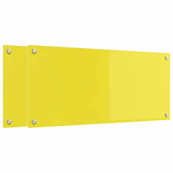 vidaXL K&uuml;chenr&uuml;ckwand 2 pcs Gelb 90 x 40 cm Geh&auml;rtetes Glas