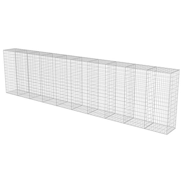 vidaXL Gabionenwand mit Abdeckung Verzinkter Stahl 600&times;50&times;150 cm