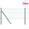 vidaXL Zaun mit Pfosten Gr&uuml;n 0,4 x 10 m Stahl und PVC