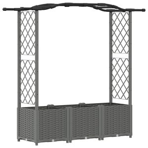 vidaXL Hochbeet mit Rankgitter und Dach Hellgrau 164 x 40 x 138 cm PP