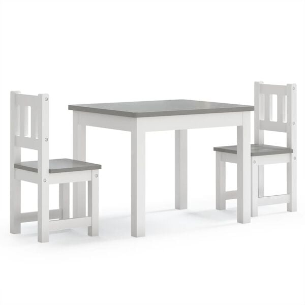 vidaXL 3-tlg. Kinder-Sitzgruppe Wei&szlig; und Grau MDF