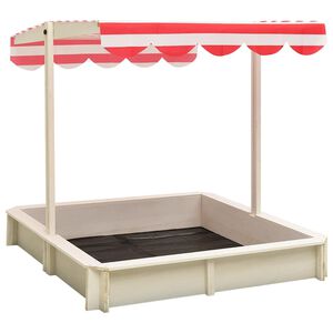 vidaXL Sandkasten mit Verstellbarem Dach Tannenholz Wei&szlig; und Rot UV50