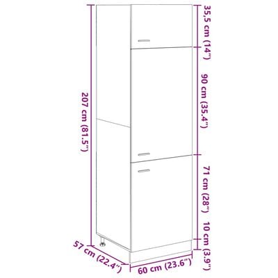 vidaXL Kühlumbauschrank Sonoma-Eiche 60x57x207 cm Holzwerkstoff