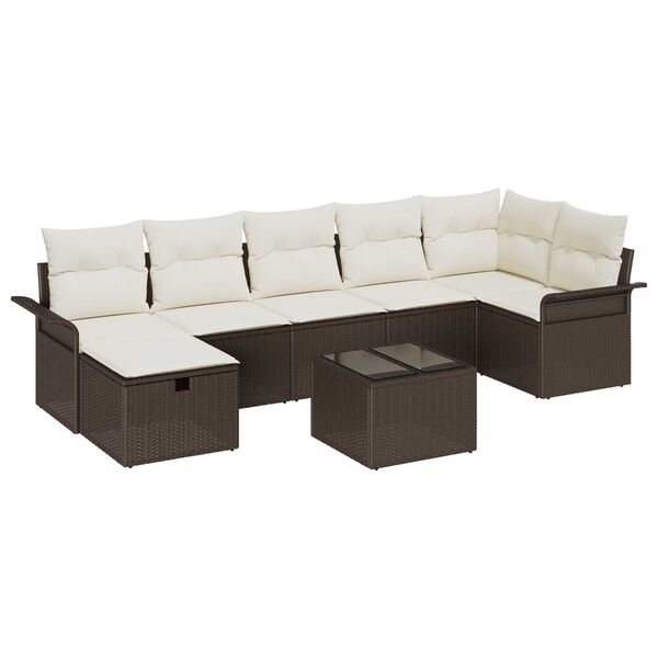 vidaXL Gartensofa-set mit Kissen 8 pcs Braun und Creme Poly-Rattan