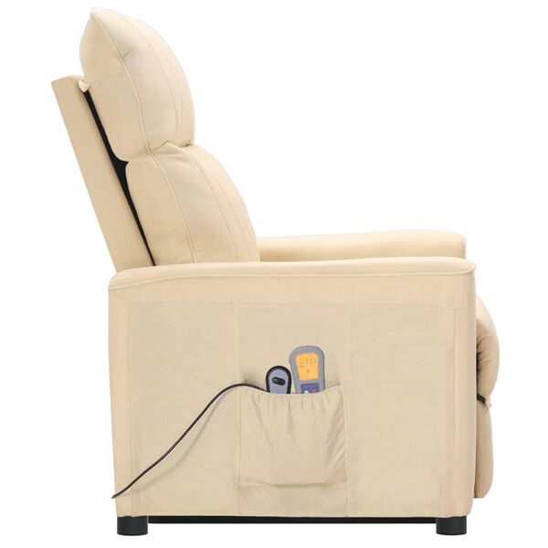 vidaXL Massagesessel mit Aufstehhilfe Creme Stoff