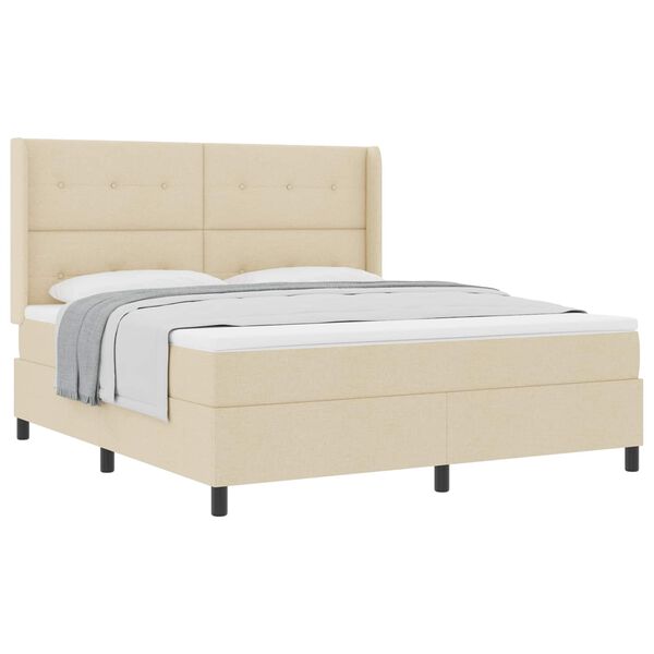 vidaXL Boxspringbett mit Matratze Creme 180 x 200 cm Stoff