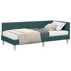 vidaXL Eckbettgestell mit Matratze Sonstiges 2 pcs Gr&uuml;n Stoff
