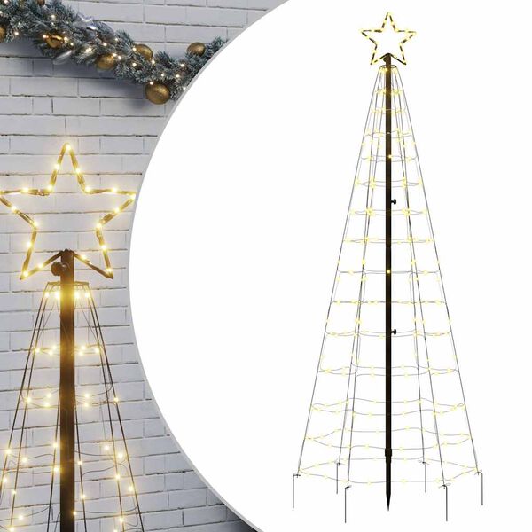 vidaXL LED-Weihnachtsbaum mit Erdspie&szlig;en 220 LEDs Warmwei&szlig; 180 cm