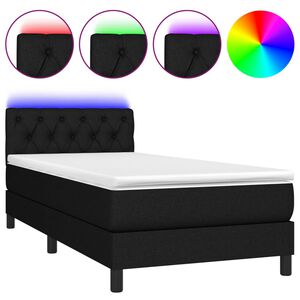 vidaXL Boxspringbett mit Matratze & LED Schwarz 80x200 cm Stoff