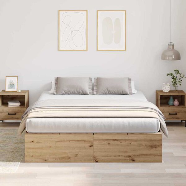 vidaXL Aufbewahrungsbettgestell Artisan-Eiche 150 x 200 cm