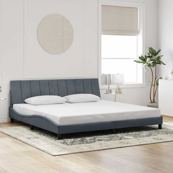vidaXL Bettgestell ohne Matratze "Hanko" Dunkelgrau 200x200 cm Samt