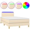 vidaXL Boxspringbett mit Matratze & LED Creme 120x200 cm Stoff