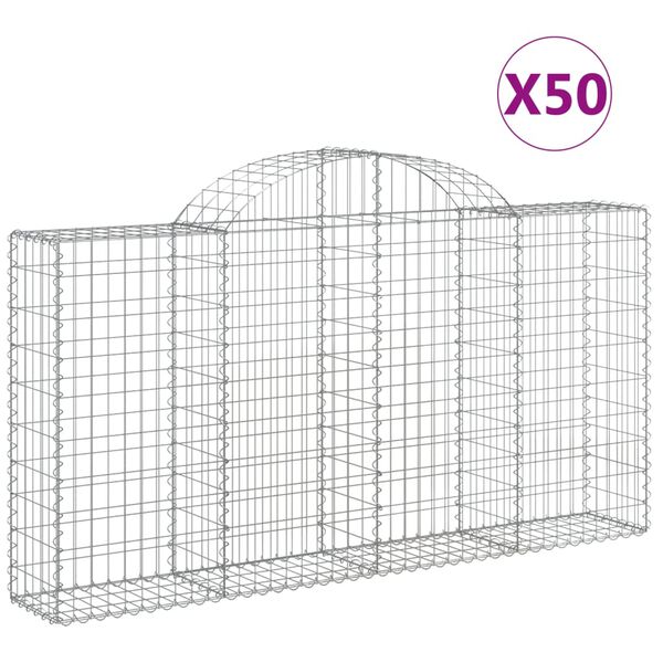 vidaXL Gabionen mit Hochbogen 50Stk. 200x30x100/120cm Verzinktes Eisen