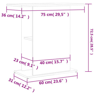 vidaXL Aquariumständer Grau Sonoma 75x36x72,5 cm Holzwerkstoff