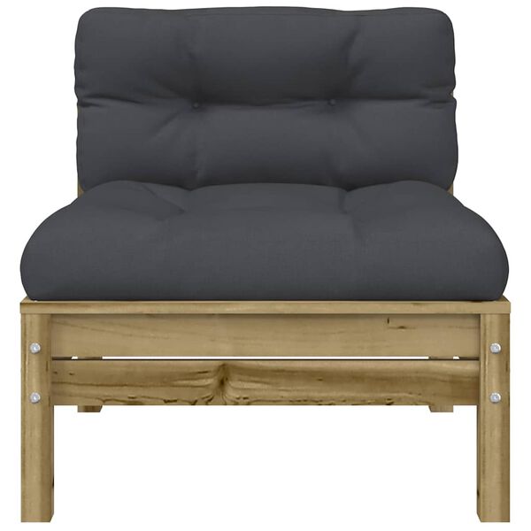 vidaXL Gartensofa ohne Armlehnen mit Kissen Kiefernholz