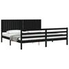 vidaXL Massivholzbett mit Kopfteil Schwarz 200x200 cm