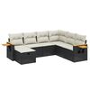 vidaXL 7-tlg. Garten-Sofagarnitur mit Kissen Schwarz Poly Rattan