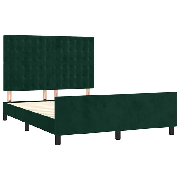 vidaXL Bettgestell ohne Matratze Dunkelgr&uuml;n 140x200 cm Samt