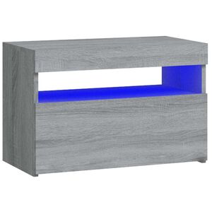 vidaXL Nachttisch mit LED-Leuchten Grau Sonoma 60x35x40 cm