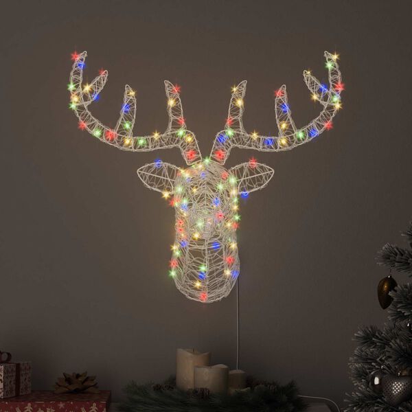 vidaXL Rentierkopf mit 140 LEDs Bunt 68 x 36,5 x 62,5 cm Acryl
