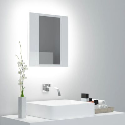 vidaXL LED-Bad-Spiegelschrank Hochglanz-Weiß 40x12x45 cm Acryl