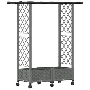 vidaXL Hochbeet mit Rankgitter und Dach Hellgrau 122,5 x 40 x 127 cm