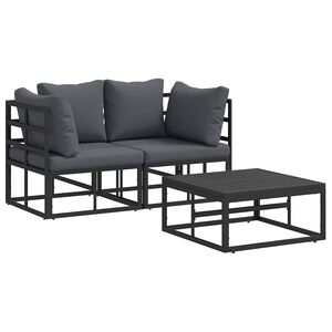 vidaXL Gartensofa-set 3 stk. Schwarz Metall