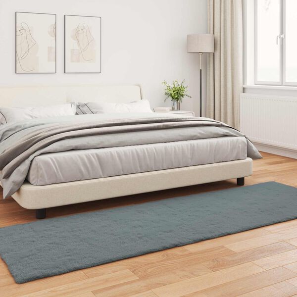 vidaXL Kunstfell Hasen Teppich Olite Anthrazit 80 x 250 cm Polyester