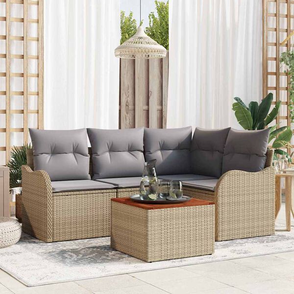 vidaXL Garten-Sofa-Set 5 pcs Beige Poly Rattan