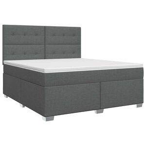 vidaXL Boxspringbett mit Matratze Dunkelgrau 140 x 190 cm Stoff