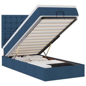 vidaXL Ottoman-Bett mit Matratze Blau 80x200 cm Stoff