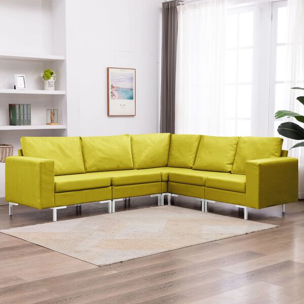 vidaXL 5-tlg. Sofagarnitur Stoff Gelb