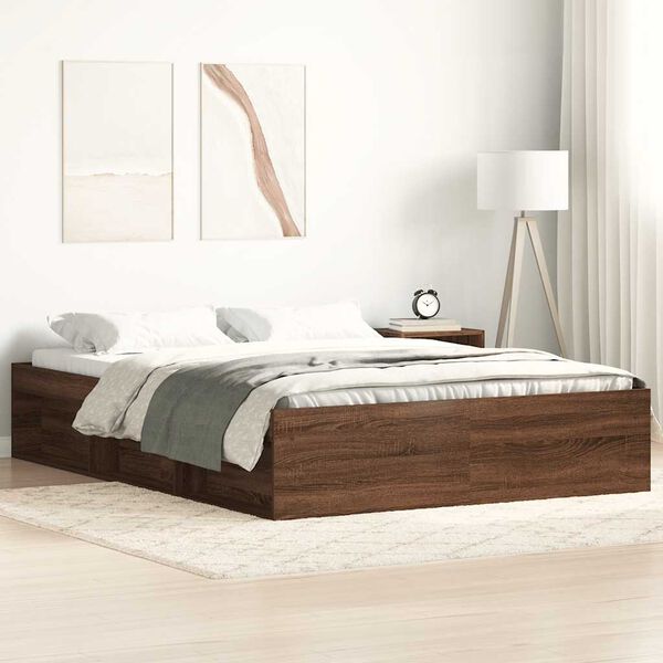 vidaXL Bettgestell Braun Eichen-Optik 140x200 cm