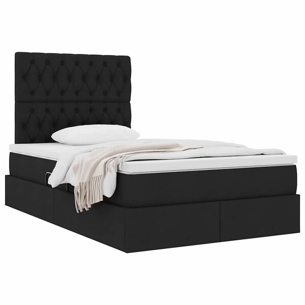 vidaXL Aufbewahrungsbett mit Matratze Schwarz 120 x 190 cm Stoff