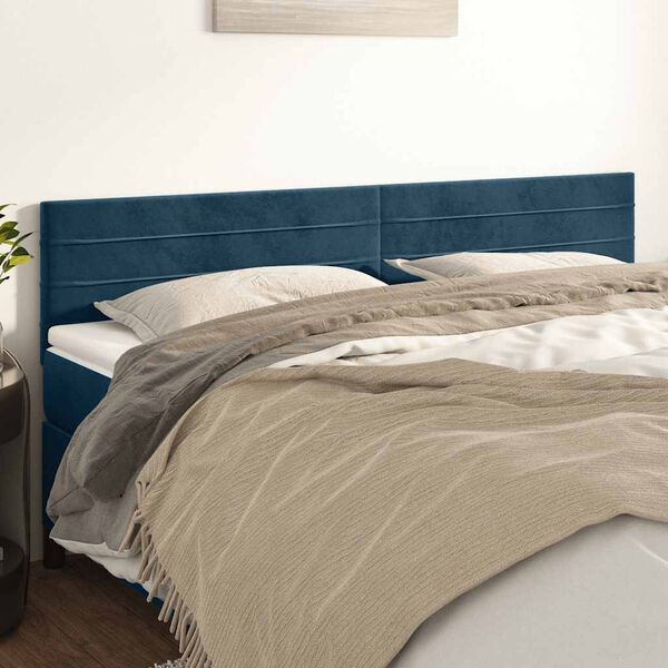vidaXL Kopfteile Dunkelblau 200x5x78/88 cm Samt