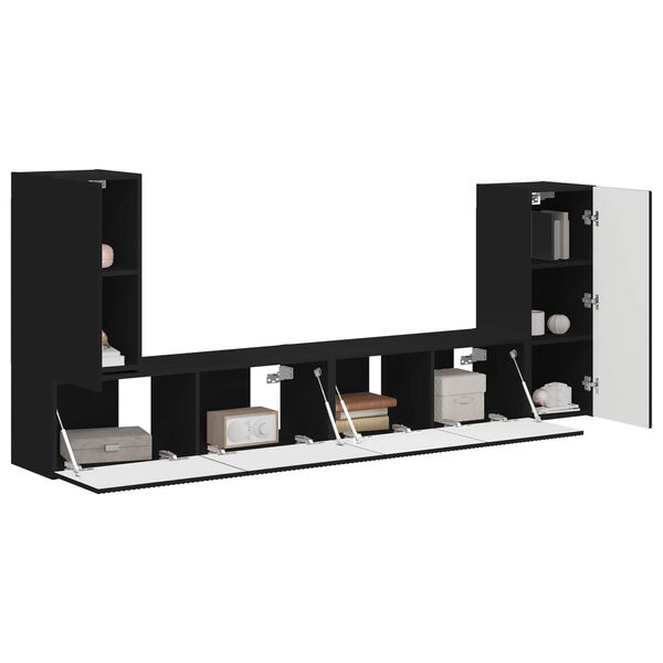 vidaXL TV-Schrankset 4 pcs Schwarz Holzwerkstoff