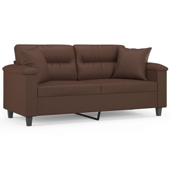 vidaXL 2-Sitzer-Sofa mit Kissen Braun 140 cm Kunstleder