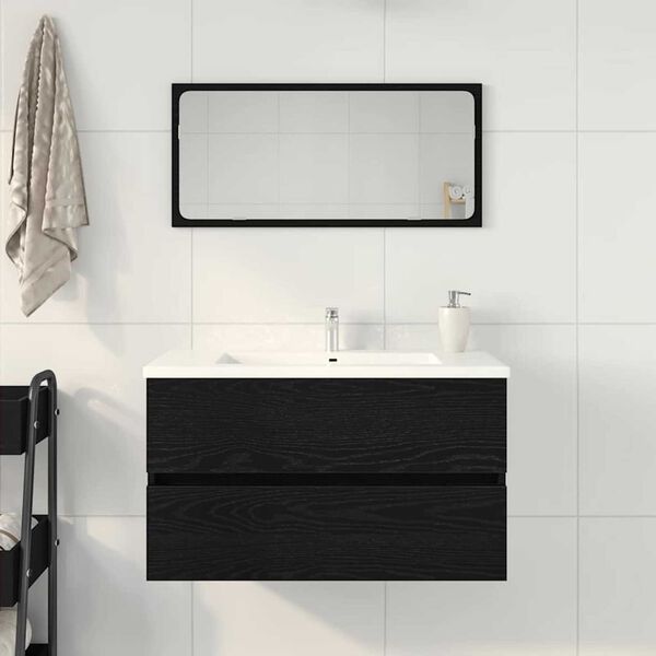 vidaXL Sp&uuml;lbeckenschrank Schwarz Eiche 80x38,5x45 cm Holzwerkstoff