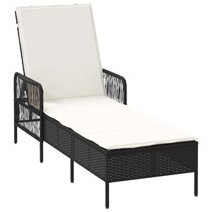 vidaXL Sonnenliege Poly-Rattan Schwarz und Cremewei&szlig;