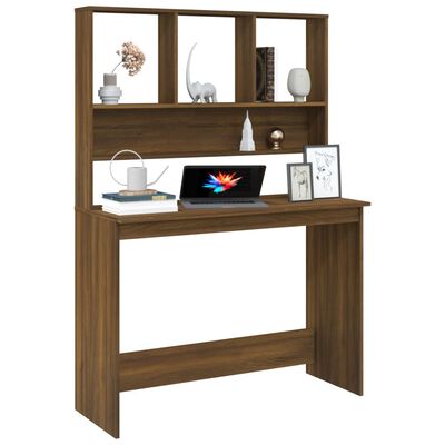 vidaXL Schreibtisch mit Regal Braun Eiche 110x45x157 cm Holzwerkstoff
