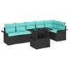 vidaXL Gartensofa-set mit Kissen 7 pcs Schwarz Poly-Rattan